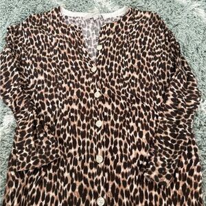 Cheetah Print Loft Cardigan Size M